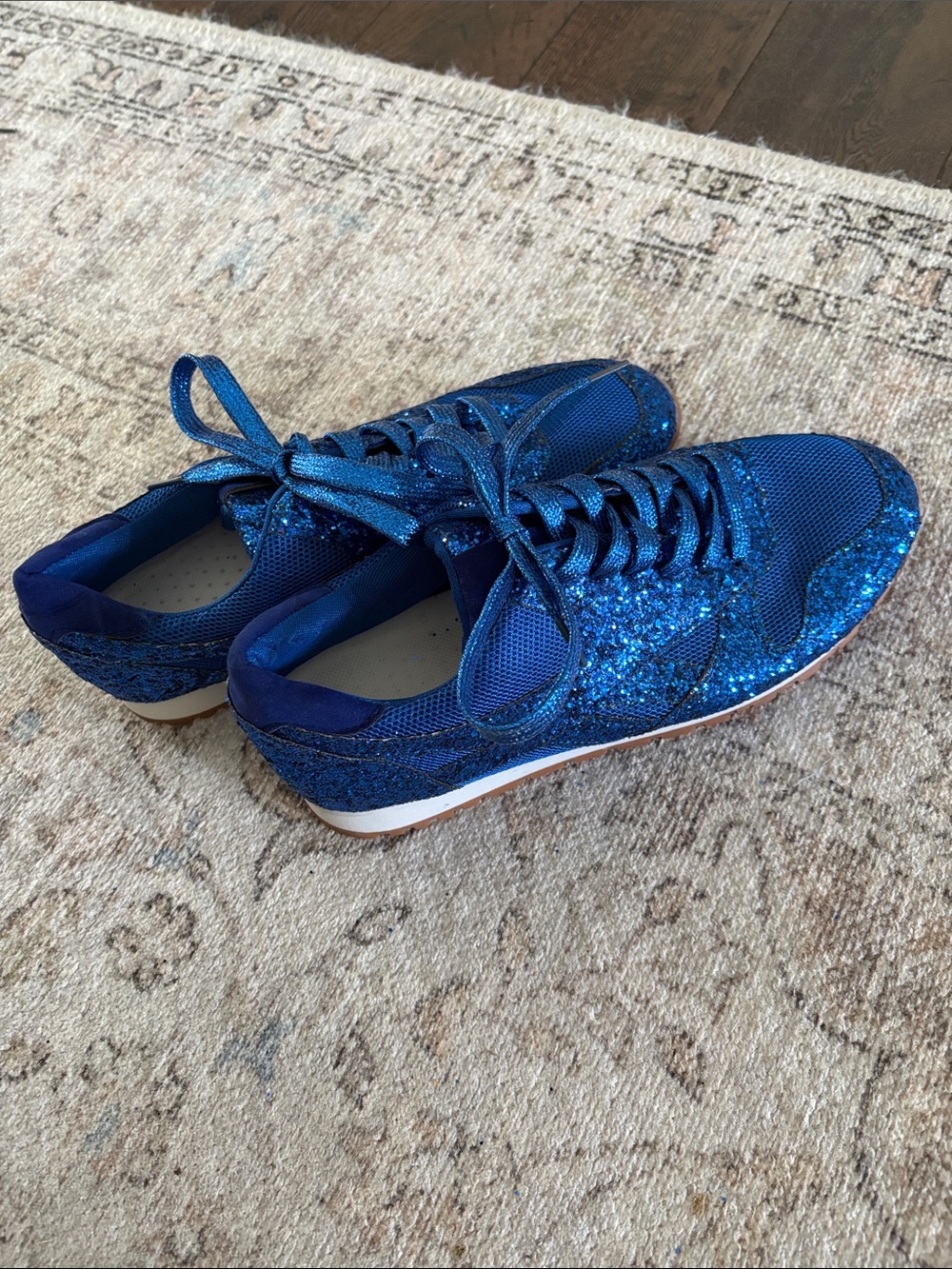 Brand New Glitter Athletic Sneakers in Bright Blue - Picture 3 of 5